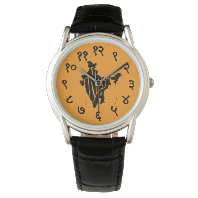Relógio India Devanagari Map Typography Watch (Frente)