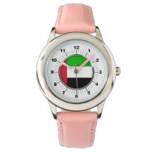 Relógio infantil com pulseira de couro rosa e band