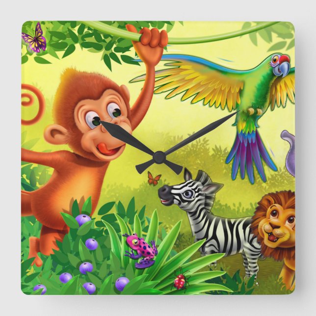 Relógio infantil dos animais da selva (Frente)