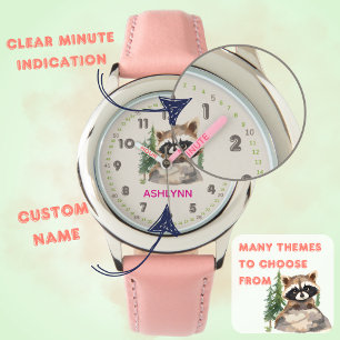 Relógio Infantil Personalizado Aquarela Marrom Gua