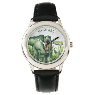Relógio Infantil Personalizado Aquarela T-Rex Dino