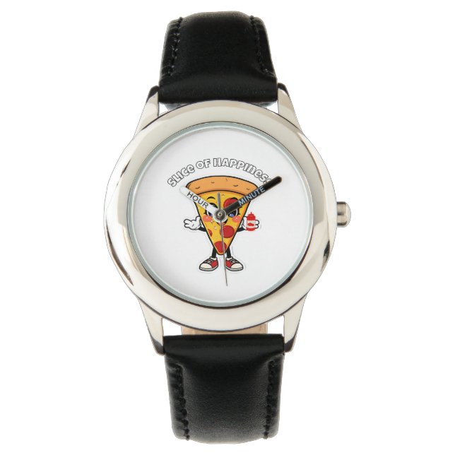 Relógio Infantil Pizza Kawaii Fofa  (Frente)