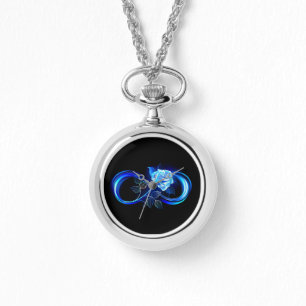 Relógio Infinito brilhante com rosa azul