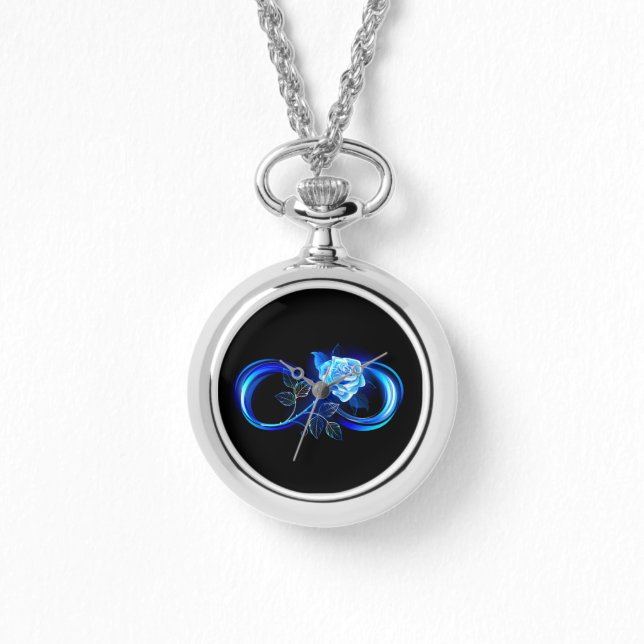 Relógio Infinito brilhante com rosa azul (Frente)