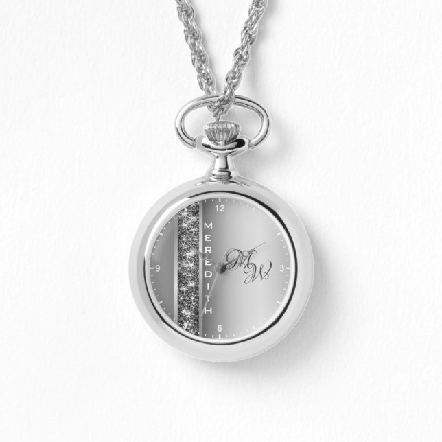 Relógio Iniciais de Nome Personalizado de Estrelas de Glit (Frente)