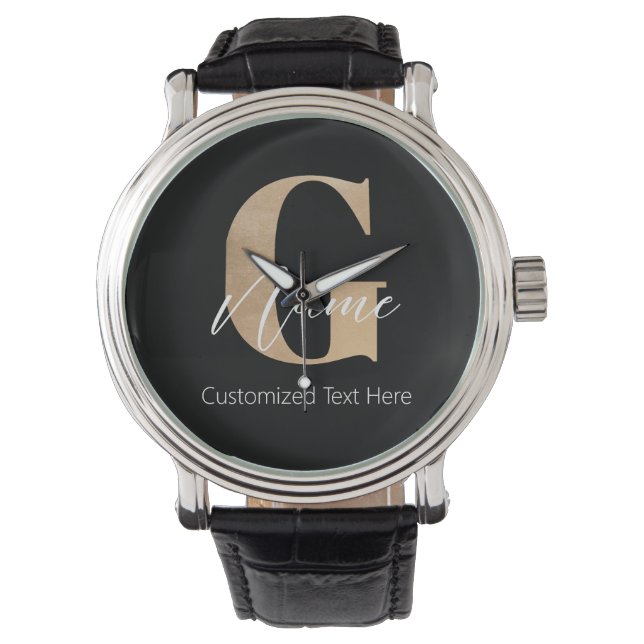 Relógio Inicial Moderna Monogramada G & Nome Personalizado (Frente)