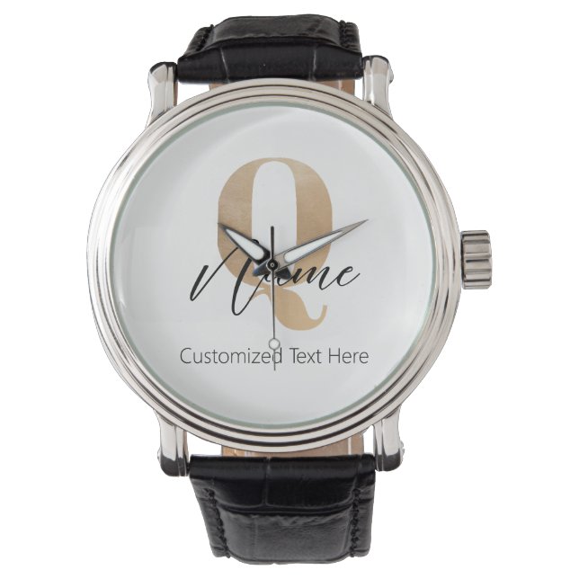 Relógio Inicial Moderna Monogramada Q & Nome Personalizado (Frente)