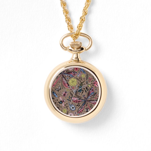 Relógio Insetos de rabisco de mocha (Frente)