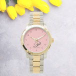 Relógio Inspeção de Assinatura de Bloqueio<br><div class="desc">Eleve seu estilo com nosso Blush Bloom Signature Watch — uma fusão sem falhas de elegância e personalização que aprimora qualquer roupa. Este belo relógio exibe uma fonte delicada de script, com seu primeiro nome inicial e cheio, criando um acessório verdadeiramente de um tipo. Meticulosamente trabalhado com materiais premium, este...</div>