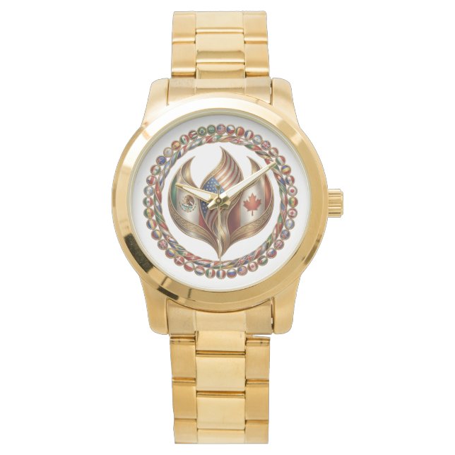 Relógio International Unity Flame with World Flags Emblem  (Frente)