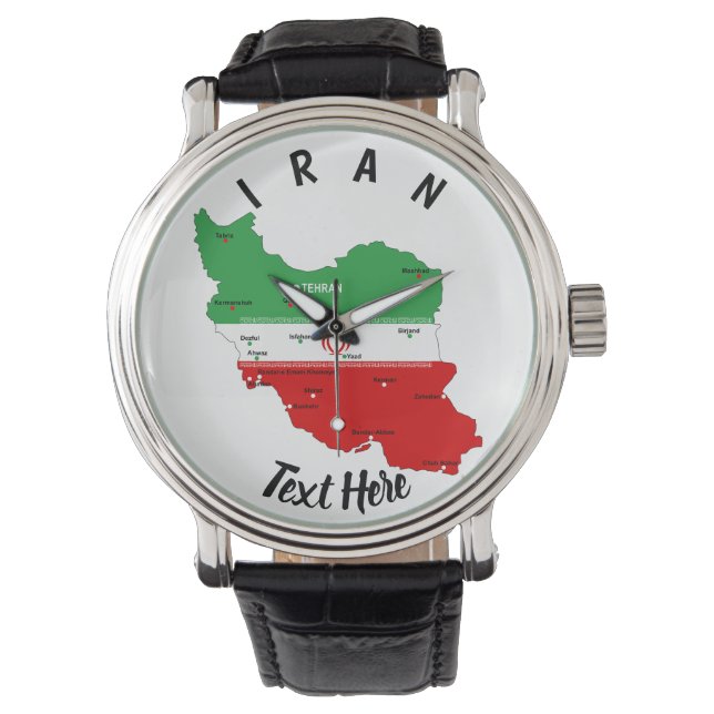 Relógio Iran Map with Flag and Emblem (Frente)