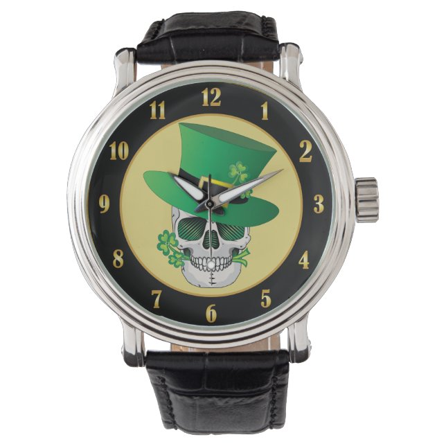 Relógio Irish Leprechaun Skull (Frente)