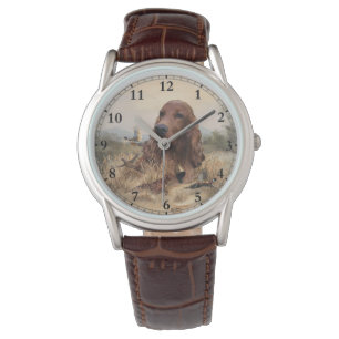 Relógio Irish Setter Hunting Pheasant ,Art