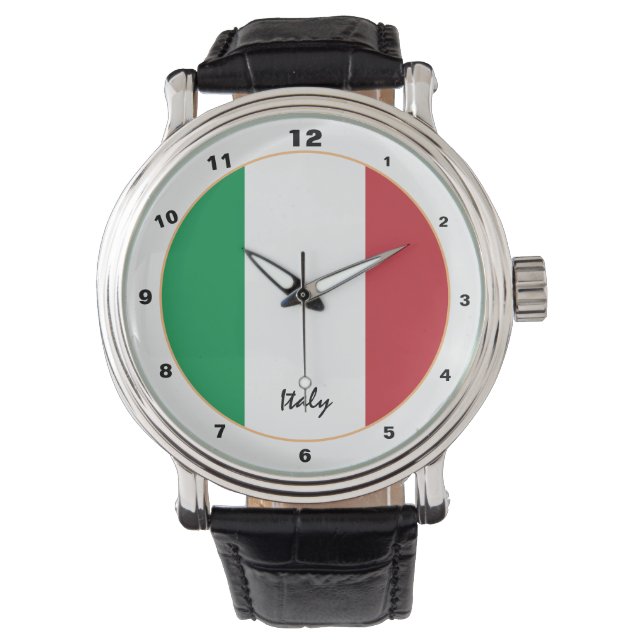 Relógio Itália watch, Itália, moda da bandeira italiana (Frente)