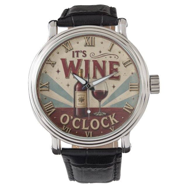 Relógio It's Wine O'Clock Rustic Home Bar  (Frente)