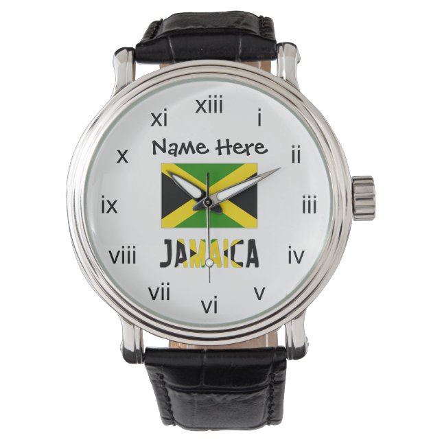 Relógio Jamaica and Jamaican Flag with Your Name (Frente)