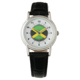 Relógio Jamaica Flag Classic Black Leather Watch