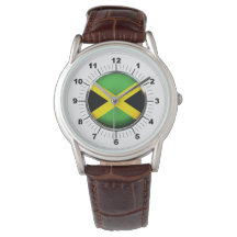 Jamaica Flag Classic Brown Leather Watch