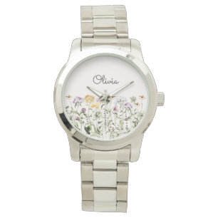 Relógio Jardim de Flores Silvestres com Nome Personalizado