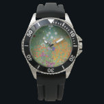 Relógio Jardim Flor (por Gustav Klimt)<br><div class="desc">Este design apresenta uma pintura do artista austríaco Gustav Klimt (1862-1918). É uma representação de um belo jardim floral no estilo impressionista típico de Klimt. As flores quase parecem estar transbordando, e é impossível não se sentir otimizado por sua beleza. A obra original foi concluída em 1907 e seu título...</div>