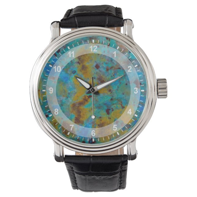 Relógio Jasper de Crisocola Azul Manchado (Frente)