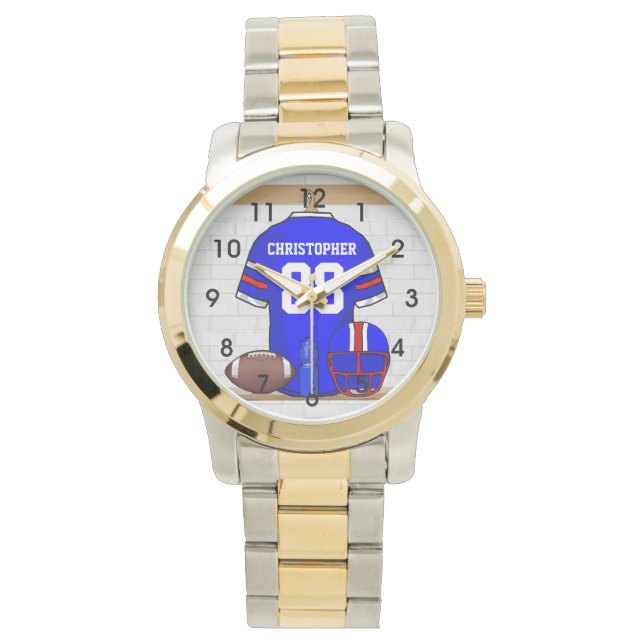 Relógio Jérsei Vermelho Branco Azul Personalizado (Frente)