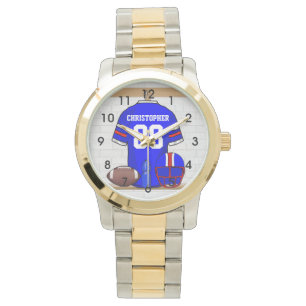 Relógio Jérsei vermelho branco azul personalizado do