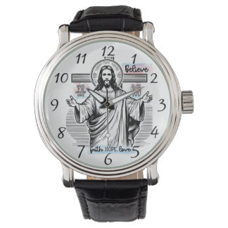 Relógio Jesus com um olhar sereno