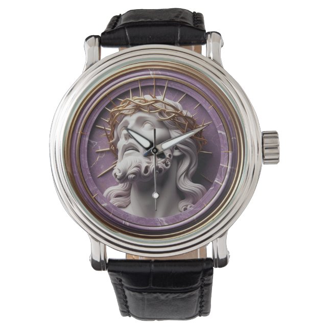 Relógio Jesus olhando nos céus com espinhos (Frente)