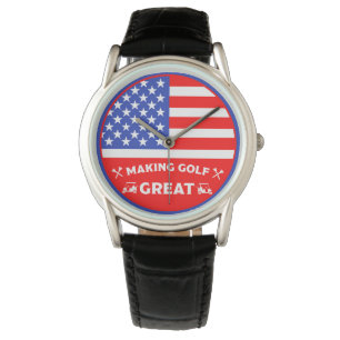 Relógio Jogador de Golfe Americano Engraçado Personalizado