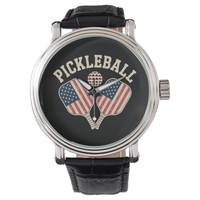 Relógio Jogador de Pickleball da Bandeira dos EUA (Frente)