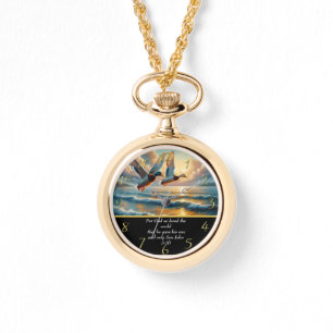 Relógio John 3:16 Cruz de fé cristã com patos