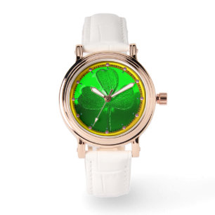 RELÓGIO JÓIA VERDE DE PEDRA PRECIOSA DO TREVO DO DIA DE