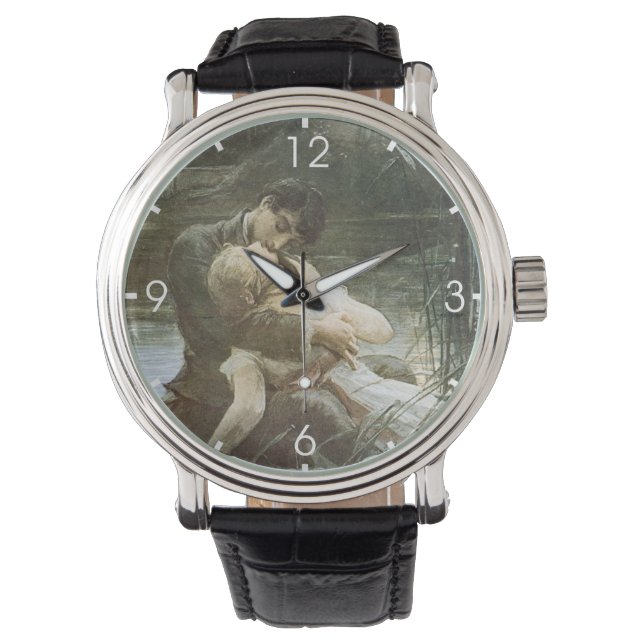 Relógio Jovem Casal Apaixonado (Beijando no Rio) (Frente)
