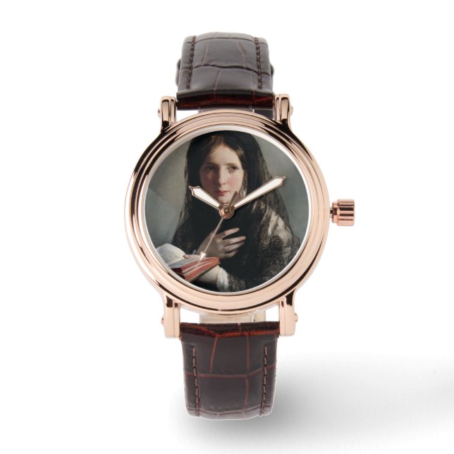 Relógio Jovem Mulher Perdida nos Sonhos (Lendo um Livro) (Frente)