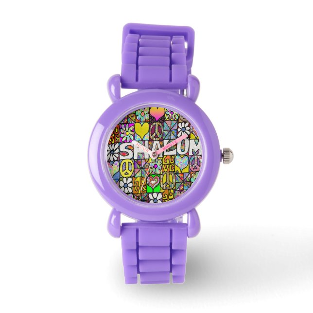 Relógio Judaica Retro 60s Psicedélica Shalom Watch (Frente)