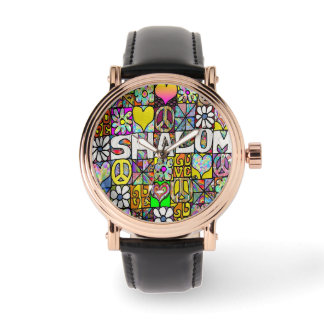 Relógio Judaica Retro 60s Psicedélica Shalom Watch