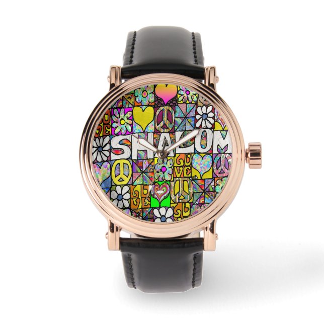 Relógio Judaica Retro 60s Psicedélica Shalom Watch (Frente)