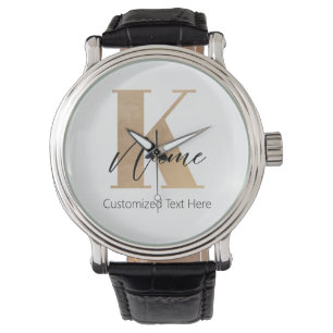Relógio K & Name Iniciais Monogramados Modernos Personaliz