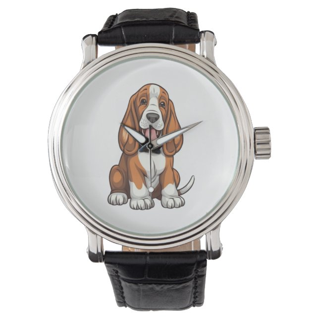 Relógio Kawaii Basset Hound Puppy (Frente)