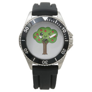 Relógio Kawaii Happy Winking Apple Tree