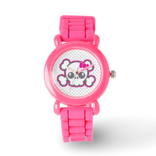 Relógio Kawaii Rosa Ribbon Skype Watch