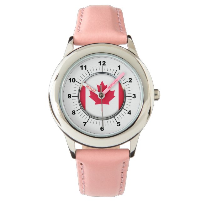 Relógio Kid Canada Flag Leather Strap (Frente)