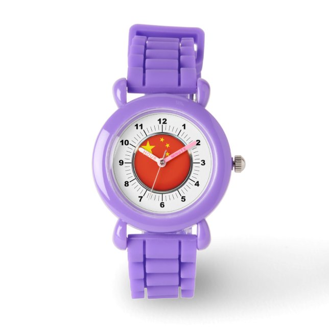 Relógio Kid China Flag Red Glitter Strap Watch (Frente)