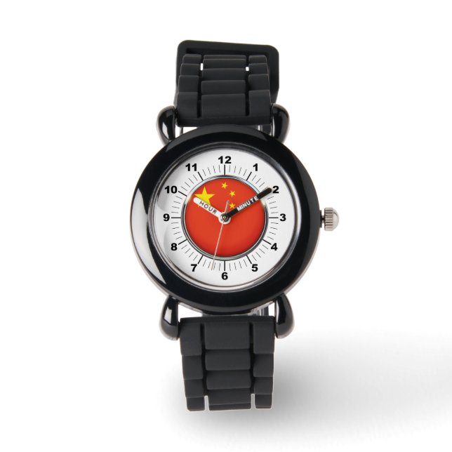 Relógio Kid China Flag Silver Strap (Frente)