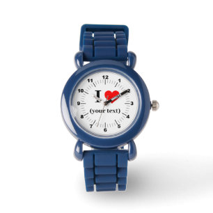 Relógio Kids Blue Silicone Strap - Coração Personalizada I