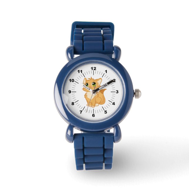 Relógio Kids Blue Silicone Strap - Gato Cujo (Frente)