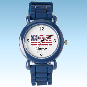 Relógio Kids Stainless Steel Blue Leather Strap