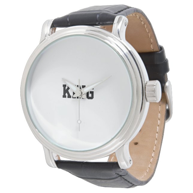 Relógio "KING" Atemporal com Pulseira de Couro Pre (Angular)