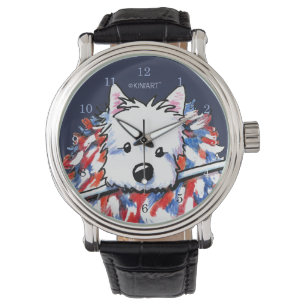 Relógio KiniArt Liberty Westie Retrato Vigia